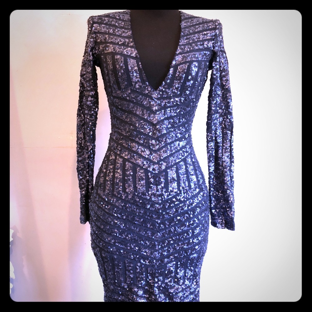 Nookie Stardust dress in navy sequin